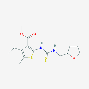 molecular formula C15H22N2O3S2 B4269066 Methyl 4-ethyl-5-methyl-2-{[(tetrahydrofuran-2-ylmethyl)carbamothioyl]amino}thiophene-3-carboxylate 