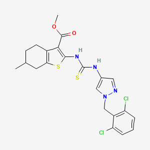 molecular formula C22H22Cl2N4O2S2 B4269390 methyl 2-({[1-(2,6-dichlorobenzyl)-1H-pyrazol-4-yl]carbamothioyl}amino)-6-methyl-4,5,6,7-tetrahydro-1-benzothiophene-3-carboxylate 