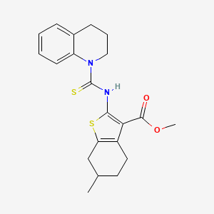 molecular formula C21H24N2O2S2 B4269433 methyl 2-[(3,4-dihydroquinolin-1(2H)-ylcarbonothioyl)amino]-6-methyl-4,5,6,7-tetrahydro-1-benzothiophene-3-carboxylate 