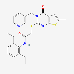 molecular formula C25H26N4O2S2 B4269498 N-(2,6-diethylphenyl)-2-{[6-methyl-4-oxo-3-(3-pyridinylmethyl)-3,4-dihydrothieno[2,3-d]pyrimidin-2-yl]thio}acetamide 