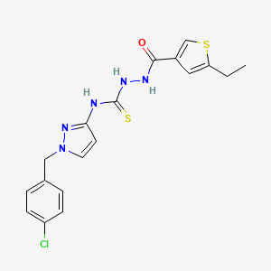 molecular formula C18H18ClN5OS2 B4269555 N-[1-(4-chlorobenzyl)-1H-pyrazol-3-yl]-2-[(5-ethyl-3-thienyl)carbonyl]hydrazinecarbothioamide 