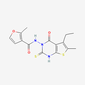 molecular formula C15H15N3O3S2 B4269593 N-(5-ethyl-2-mercapto-6-methyl-4-oxothieno[2,3-d]pyrimidin-3(4H)-yl)-2-methyl-3-furamide 