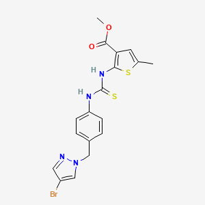 molecular formula C18H17BrN4O2S2 B4269613 methyl 2-{[({4-[(4-bromo-1H-pyrazol-1-yl)methyl]phenyl}amino)carbonothioyl]amino}-5-methyl-3-thiophenecarboxylate 