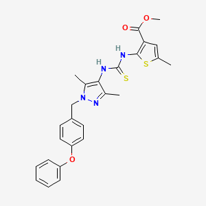 molecular formula C26H26N4O3S2 B4269624 methyl 2-[({[3,5-dimethyl-1-(4-phenoxybenzyl)-1H-pyrazol-4-yl]amino}carbonothioyl)amino]-5-methyl-3-thiophenecarboxylate 
