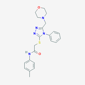 molecular formula C22H25N5O2S B426963 N-(4-methylphenyl)-2-{[5-(4-morpholinylmethyl)-4-phenyl-4H-1,2,4-triazol-3-yl]sulfanyl}acetamide 