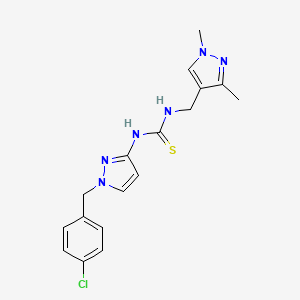 molecular formula C17H19ClN6S B4269634 N-[1-(4-chlorobenzyl)-1H-pyrazol-3-yl]-N'-[(1,3-dimethyl-1H-pyrazol-4-yl)methyl]thiourea 