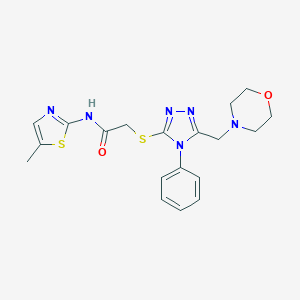 molecular formula C19H22N6O2S2 B426964 N-(5-methyl-1,3-thiazol-2-yl)-2-[[5-(morpholin-4-ylmethyl)-4-phenyl-1,2,4-triazol-3-yl]sulfanyl]acetamide 