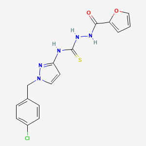 molecular formula C16H14ClN5O2S B4269672 N-[1-(4-chlorobenzyl)-1H-pyrazol-3-yl]-2-(2-furoyl)hydrazinecarbothioamide 