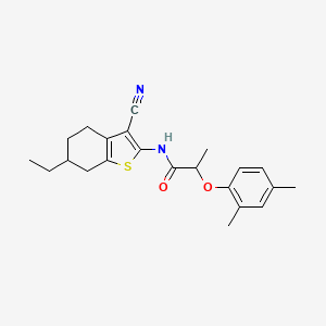 molecular formula C22H26N2O2S B4269697 N-(3-cyano-6-ethyl-4,5,6,7-tetrahydro-1-benzothiophen-2-yl)-2-(2,4-dimethylphenoxy)propanamide 