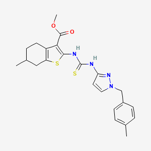 molecular formula C23H26N4O2S2 B4269777 methyl 6-methyl-2-[({[1-(4-methylbenzyl)-1H-pyrazol-3-yl]amino}carbonothioyl)amino]-4,5,6,7-tetrahydro-1-benzothiophene-3-carboxylate 
