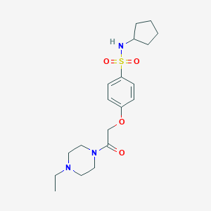 molecular formula C19H29N3O4S B426988 N-cyclopentyl-4-[2-(4-ethylpiperazin-1-yl)-2-oxoethoxy]benzenesulfonamide 