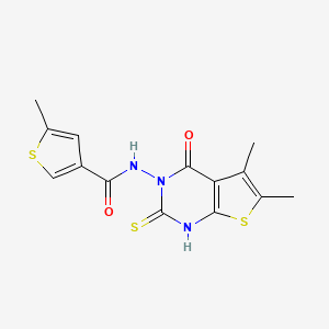 molecular formula C14H13N3O2S3 B4269904 N-(2-mercapto-5,6-dimethyl-4-oxothieno[2,3-d]pyrimidin-3(4H)-yl)-5-methyl-3-thiophenecarboxamide 