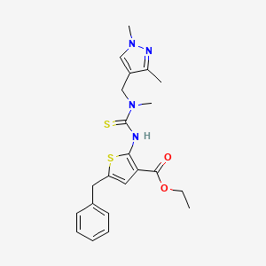 molecular formula C22H26N4O2S2 B4269911 ethyl 5-benzyl-2-({[[(1,3-dimethyl-1H-pyrazol-4-yl)methyl](methyl)amino]carbonothioyl}amino)-3-thiophenecarboxylate 