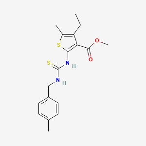 molecular formula C18H22N2O2S2 B4270046 methyl 4-ethyl-5-methyl-2-({[(4-methylbenzyl)amino]carbonothioyl}amino)-3-thiophenecarboxylate 