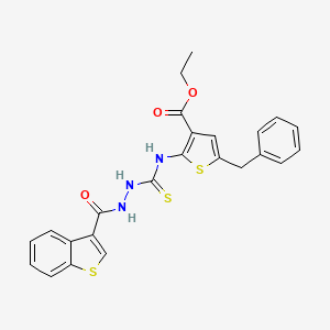 molecular formula C24H21N3O3S3 B4270084 ethyl 2-({[2-(1-benzothien-3-ylcarbonyl)hydrazino]carbonothioyl}amino)-5-benzyl-3-thiophenecarboxylate 