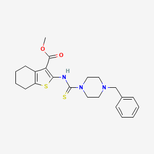molecular formula C22H27N3O2S2 B4270217 methyl 2-{[(4-benzyl-1-piperazinyl)carbonothioyl]amino}-4,5,6,7-tetrahydro-1-benzothiophene-3-carboxylate 