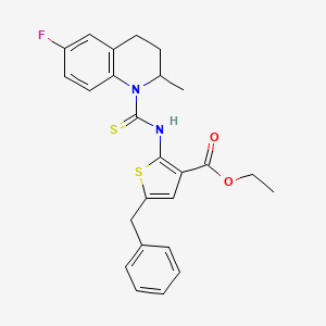 molecular formula C25H25FN2O2S2 B4270303 ethyl 5-benzyl-2-{[(6-fluoro-2-methyl-3,4-dihydroquinolin-1(2H)-yl)carbonothioyl]amino}thiophene-3-carboxylate 