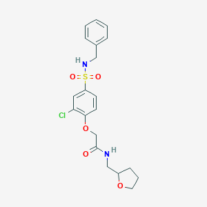 molecular formula C20H23ClN2O5S B427050 2-{4-[(benzylamino)sulfonyl]-2-chlorophenoxy}-N-(tetrahydro-2-furanylmethyl)acetamide 