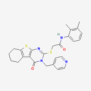 molecular formula C26H26N4O2S2 B4270577 N-(2,3-dimethylphenyl)-2-{[4-oxo-3-(4-pyridinylmethyl)-3,4,5,6,7,8-hexahydro[1]benzothieno[2,3-d]pyrimidin-2-yl]thio}acetamide 