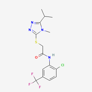 molecular formula C15H16ClF3N4OS B4270629 N-[2-CHLORO-5-(TRIFLUOROMETHYL)PHENYL]-2-[(5-ISOPROPYL-4-METHYL-4H-1,2,4-TRIAZOL-3-YL)SULFANYL]ACETAMIDE 