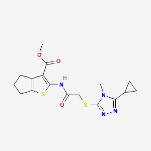 molecular formula C17H20N4O3S2 B4270644 methyl 2-({[(5-cyclopropyl-4-methyl-4H-1,2,4-triazol-3-yl)thio]acetyl}amino)-5,6-dihydro-4H-cyclopenta[b]thiophene-3-carboxylate 