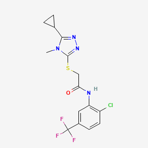 molecular formula C15H14ClF3N4OS B4270656 N-[2-chloro-5-(trifluoromethyl)phenyl]-2-[(5-cyclopropyl-4-methyl-4H-1,2,4-triazol-3-yl)sulfanyl]acetamide 