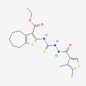 molecular formula C20H25N3O3S3 B4270772 ethyl 2-[({2-[(4,5-dimethyl-3-thienyl)carbonyl]hydrazino}carbonothioyl)amino]-5,6,7,8-tetrahydro-4H-cyclohepta[b]thiophene-3-carboxylate 