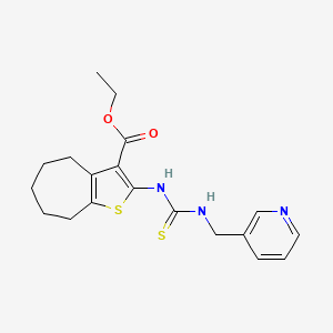 molecular formula C19H23N3O2S2 B4270799 ethyl 2-({[(3-pyridinylmethyl)amino]carbonothioyl}amino)-5,6,7,8-tetrahydro-4H-cyclohepta[b]thiophene-3-carboxylate 