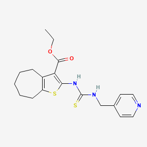 molecular formula C19H23N3O2S2 B4270816 ethyl 2-({[(4-pyridinylmethyl)amino]carbonothioyl}amino)-5,6,7,8-tetrahydro-4H-cyclohepta[b]thiophene-3-carboxylate 