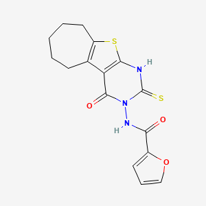 molecular formula C16H15N3O3S2 B4270874 N-(2-mercapto-4-oxo-6,7,8,9-tetrahydro-4H-cyclohepta[4,5]thieno[2,3-d]pyrimidin-3(5H)-yl)-2-furamide 