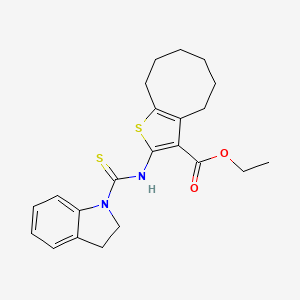 molecular formula C22H26N2O2S2 B4270882 ethyl 2-[(2,3-dihydro-1H-indol-1-ylcarbonothioyl)amino]-4,5,6,7,8,9-hexahydrocycloocta[b]thiophene-3-carboxylate 