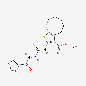 molecular formula C19H23N3O4S2 B4270887 ethyl 2-({[2-(2-furoyl)hydrazino]carbonothioyl}amino)-4,5,6,7,8,9-hexahydrocycloocta[b]thiophene-3-carboxylate 