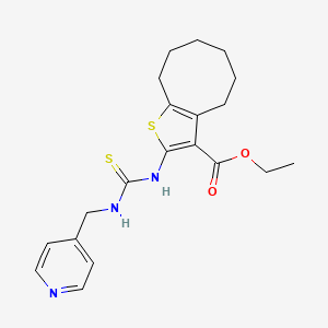molecular formula C20H25N3O2S2 B4270984 ethyl 2-({[(4-pyridinylmethyl)amino]carbonothioyl}amino)-4,5,6,7,8,9-hexahydrocycloocta[b]thiophene-3-carboxylate 