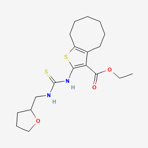 molecular formula C19H28N2O3S2 B4270987 Ethyl 2-{[(tetrahydrofuran-2-ylmethyl)carbamothioyl]amino}-4,5,6,7,8,9-hexahydrocycloocta[b]thiophene-3-carboxylate 