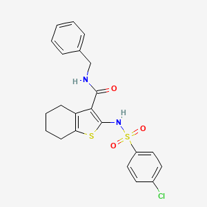 molecular formula C22H21ClN2O3S2 B4271009 N-BENZYL-2-(4-CHLOROBENZENESULFONAMIDO)-4,5,6,7-TETRAHYDRO-1-BENZOTHIOPHENE-3-CARBOXAMIDE 