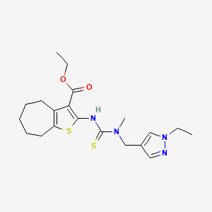 molecular formula C20H28N4O2S2 B4271019 ethyl 2-({[[(1-ethyl-1H-pyrazol-4-yl)methyl](methyl)amino]carbonothioyl}amino)-5,6,7,8-tetrahydro-4H-cyclohepta[b]thiophene-3-carboxylate 