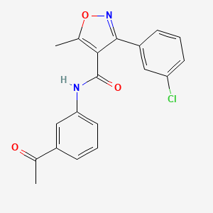molecular formula C19H15ClN2O3 B4271096 N-(3-acetylphenyl)-3-(3-chlorophenyl)-5-methyl-1,2-oxazole-4-carboxamide 