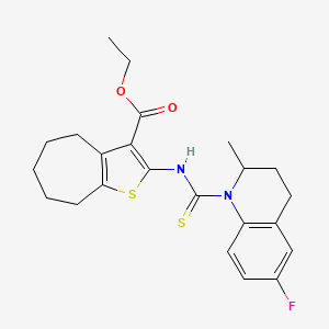 molecular formula C23H27FN2O2S2 B4271110 ethyl 2-{[(6-fluoro-2-methyl-3,4-dihydro-1(2H)-quinolinyl)carbonothioyl]amino}-5,6,7,8-tetrahydro-4H-cyclohepta[b]thiophene-3-carboxylate 