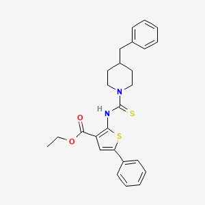 molecular formula C26H28N2O2S2 B4271136 ethyl 2-{[(4-benzyl-1-piperidinyl)carbonothioyl]amino}-5-phenyl-3-thiophenecarboxylate 