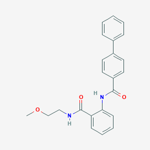 molecular formula C23H22N2O3 B427122 N-(2-{[(2-methoxyethyl)amino]carbonyl}phenyl)[1,1'-biphenyl]-4-carboxamide 