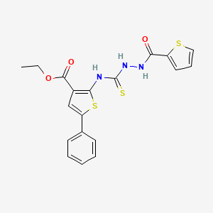 molecular formula C19H17N3O3S3 B4271267 ethyl 5-phenyl-2-({[2-(2-thienylcarbonyl)hydrazino]carbonothioyl}amino)-3-thiophenecarboxylate 
