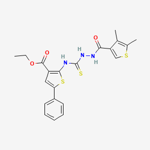 molecular formula C21H21N3O3S3 B4271310 ethyl 2-[({2-[(4,5-dimethyl-3-thienyl)carbonyl]hydrazino}carbonothioyl)amino]-5-phenyl-3-thiophenecarboxylate 