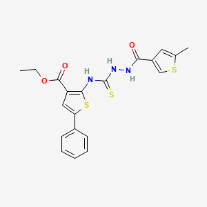 molecular formula C20H19N3O3S3 B4271317 ethyl 2-[({2-[(5-methyl-3-thienyl)carbonyl]hydrazino}carbonothioyl)amino]-5-phenyl-3-thiophenecarboxylate 