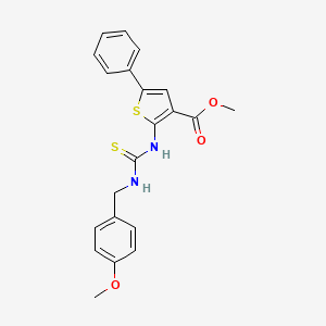 molecular formula C21H20N2O3S2 B4271430 methyl 2-({[(4-methoxybenzyl)amino]carbonothioyl}amino)-5-phenyl-3-thiophenecarboxylate 