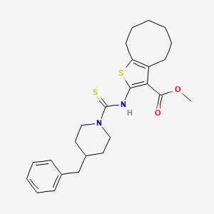 molecular formula C25H32N2O2S2 B4271728 methyl 2-{[(4-benzyl-1-piperidinyl)carbonothioyl]amino}-4,5,6,7,8,9-hexahydrocycloocta[b]thiophene-3-carboxylate 