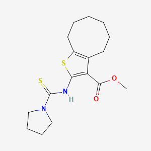 molecular formula C17H24N2O2S2 B4271731 methyl 2-[(1-pyrrolidinylcarbonothioyl)amino]-4,5,6,7,8,9-hexahydrocycloocta[b]thiophene-3-carboxylate 