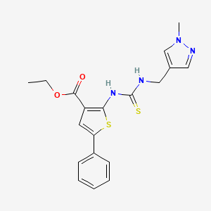 molecular formula C19H20N4O2S2 B4271821 ethyl 2-[({[(1-methyl-1H-pyrazol-4-yl)methyl]amino}carbonothioyl)amino]-5-phenyl-3-thiophenecarboxylate 