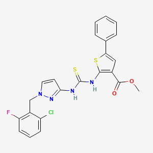 molecular formula C23H18ClFN4O2S2 B4271848 methyl 2-[({[1-(2-chloro-6-fluorobenzyl)-1H-pyrazol-3-yl]amino}carbonothioyl)amino]-5-phenyl-3-thiophenecarboxylate 
