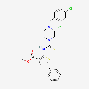 molecular formula C24H23Cl2N3O2S2 B4271890 methyl 2-({[4-(2,4-dichlorobenzyl)-1-piperazinyl]carbonothioyl}amino)-5-phenyl-3-thiophenecarboxylate 