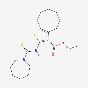 molecular formula C20H30N2O2S2 B4271954 ethyl 2-[(1-azepanylcarbonothioyl)amino]-4,5,6,7,8,9-hexahydrocycloocta[b]thiophene-3-carboxylate 